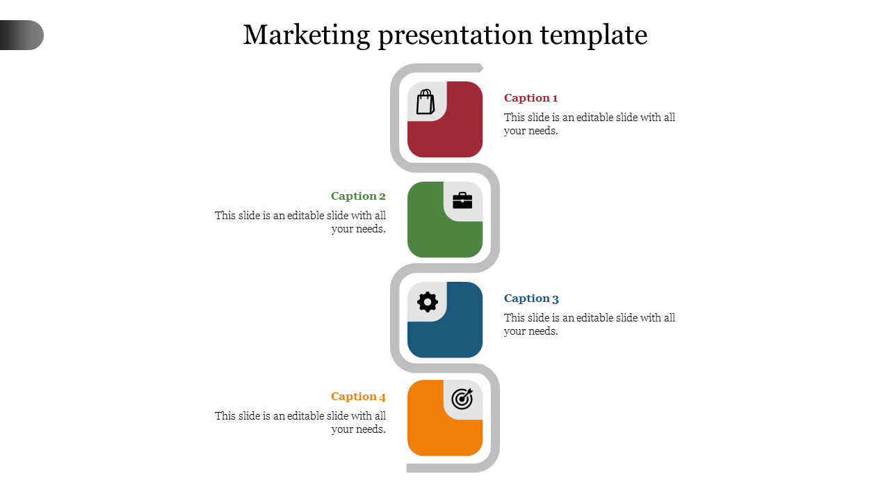 Free - Marketing Presentation Template Slide Design 4-Node